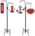 XDW-GIFTS Double Shepherds Hooks for Outdoor, 2-Pack Heavy Duty Garden Pole for Hanging Bird Feeder, Plant Baskets, Solar Light Lanterns, Garden Plant Hanger Stands with 5 Base Prongs by XDW-GIFTS