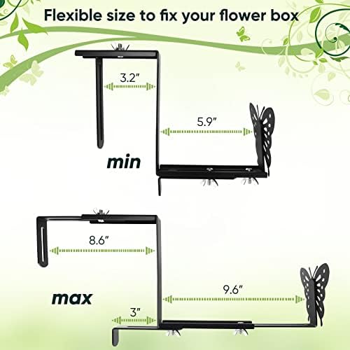 VIVIKEN Planter Box Bracket, Adjustable Window Box Holder with Butterfly - Image 3