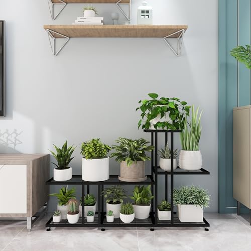 Corner Plant Stand Indoor Outdoor Plant Stands for Patio Black Metal Corner Plant Shelf 7 Tier Multiple Pots Planter Display Rack for Garden Office Living Room Decor,Heavy Duty & Thick (7-Tier) - Image 6
