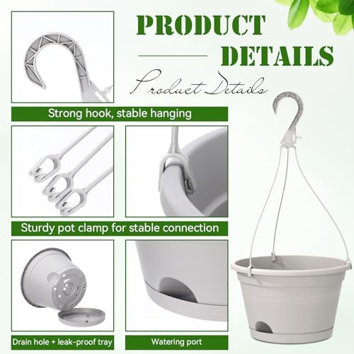 Roshtia 20 Pcs 10 Inch Hanging Baskets for Plants, Grey White - Image 3