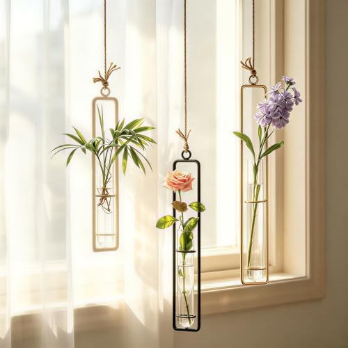 METALLIXITY Hanging Clear Glass Hydroponic Plant Propagation Tube Vase 3Pcs - Image 6