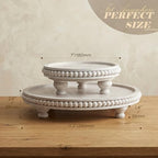 EOSAHR Round 2-Piece Display Risers, Display Stand for Home Decor,Whitewash - Image 2