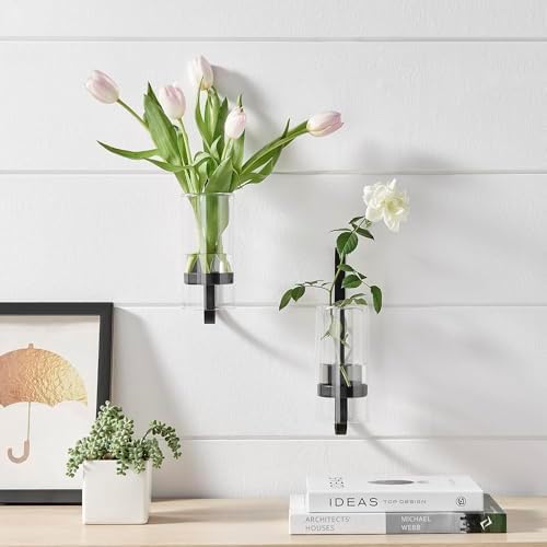 2 Piece Iron Glass Vase, Bottle Flower Vase, Hanging Metal Plant Stand, Metal Iron, Creative Wall Hanging - Image 6