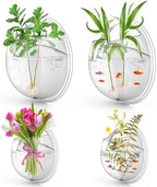 DoubleFill 4 Pcs Wall Fish Tank wall Aquarium Hanging Fish Bowls 9in 6in Acrylic Fish Bubble Ecosphere Decor Fish Bubble Hanging Fish Bowl Clear Vase Flower Plant Pot by DoubleFill