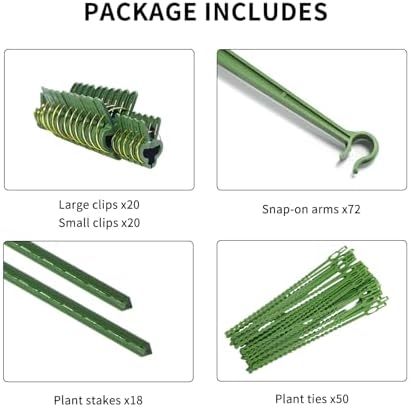 Tomato Cage 5ft 6-Pack Large Tall Tomato Cages Tomato Stakes Plants Supports Garden Stakes,40 Clips and Plant Ties Include, Green - Image 6