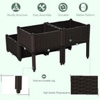 Outsunny 4 Piece Raised Garden Bed with Legs Planter Box Raised Bed, Brown - Image 6