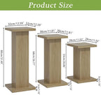 Fsbecl 3Pcs Oak Fluted Square Wooden Plant Pedestal Display Stands - Image 2