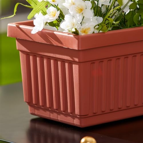 HC Companies 30 Inch Long Fluted Venetian Garden Window Container Planter Box for Indoor or Outdoor Flowers, Vegetables, or Succulents, Clay (4 Pack) - Image 6