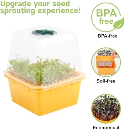 Microgreen Growing Trays, 5" x 5" Sprouting Tray with Humidity Dome, 1.2 mm Small Mesh Holes, BPA Free, Sprouter Kit for Growing Mirco Seeds, Like Broccoli, Alfalfa, Radish, Clover - 6 Pack | Colorful - Image 2