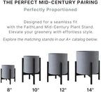 FaithLand 14 Inch Fiberstone Planter - Lightweight Modern Cylinder Plant Pot with Drainage Hole & Plug, Authentic Concrete Look, Gray - Image 6