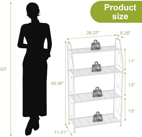 VyGrow Plant Stand, 4 Tier Plant Shelf for Indoor Outdoor, Heavy Duty Metal Tall Plant Stands Holder Rack for Living Room Balcony and Garden, White - Image 3