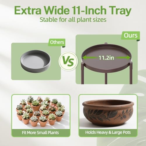 iDavosic.ly 2 Tier Metal Plant Stand Indoor Outdoor, 29 Inch Tall, Bronze - Image 3