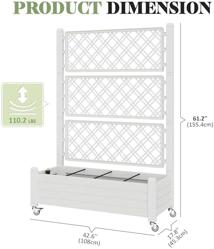 Trellis Raised Garden Bed, Self-Watering Planter Box, Ashen - Image 2