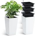 Garvee 16" Tall Planters Set of 4, Outdoor＆Indoor Planter Pots, White by Garvee