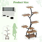 VINGLI 48" Rolling Plant Stand with Grow Lights, 8-Tier, Black & Brown - Image 4