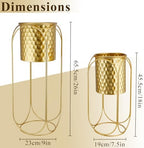 TRIROCKS Set of 2 Planters with Stand Large Gold Planter for Indoor Plants 26 &18" H Morden Plant Pot for Living Room Corner Kitchen Office Garden Balcony Patio Decor(Gold) - Image 3