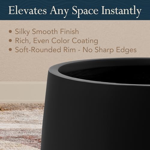 KUTE NEST 14" H x 13.7" D Premium Conico Fiberstone Planter - Black - Image 6