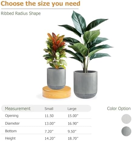 KUTE NEST 14.2" H x 13" D Premium Radius Fiberstone Planter - Charcoal - Image 2