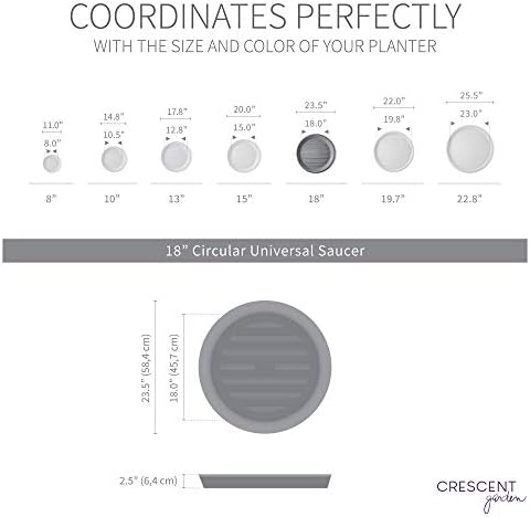 Crescent Garden Universal Round Planter Saucer, Durable Drainage Dish for Plant Pots, Heavy-Duty Plant Dishes Saucer, Indoor & Outdoor Plant Trays - Weathered Graystone(18.5" Inner, 23.5" Outer) - Image 4