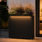 GSK 30" H Rectangular Metal Planter with Led Light for Indoor Outdoor Black by GSK