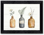 Framed Canvas Wall Art Vintage Apothecary Bottles Wildflowers Amber Sage and Charcoal Canvas Print Poster Black Frame Wall Decor for Kitchen Bathroom Minimalist Art, Nature Print - Inch 24x36 by Unknown