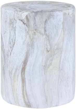 JONATHAN Y Troy Faux Marble Cylinder Accent End Table 17", Gray/Gold by JONATHANY