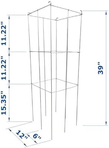 2 Pack 12x39 Inch Galvanized Folding Square Tomato Cages - Image 2