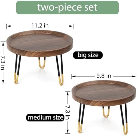 OBTAIN Plant Stand Indoor Outdoor,2 Set Mid Century Style Walnut Wood Color Plant Stand,Waterproof Design Modern Plant Table,Easily Assemble Come With Tools,Nice For Room Decor (M,L) - Image 2