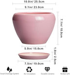 Ceramicfor 10 Inch Plant Pot - Ceramic Planter for Indoor Plants, Glaze Modern Round Planter with Drainage Hole and Saucer, Gifts for Plant Lovers, Office Patio Home Room Decor, Pink - Image 3