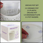 Large Ceramic Orchid Pot with Holes, 6 Inches Wide, for Indoors or Outdoors with Woven String Cut Out Design, Orchid Planters, Orchid Gifts (String Cut Out Design) - Image 6