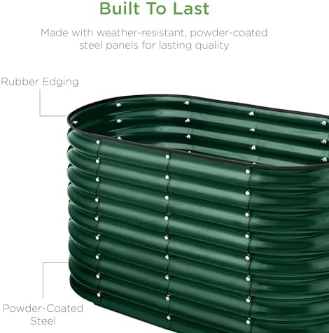 Best Choice Products 4x2x2ft Outdoor Metal Raised Garden Bed, Oval Deep Root Planter Box for Vegetables, Flowers, Herbs, and Succulents w/ 101 Gallon Capacity, Rubber Edge Guard - Dark Green - Image 5