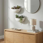 MyGift White Ceramic Wall Planters Half Bowl Hanging Vase Set of 2 - Image 3