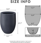 Kante Large Round Bullet Charcoal Concrete Planter 21.7" Tall, Outdoor - Image 2