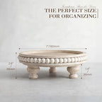 EOSAHR Beaded Wood Riser, Pedestal Stand for Kitchen Decor, Light Natural - Image 2
