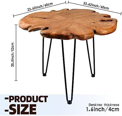 23.6 Inch Live Edge Side Table, Wood Freeform Small End Table with Waterproof, Rustic Accent Table Unique for Living Room, Bedroom, Home - Image 2
