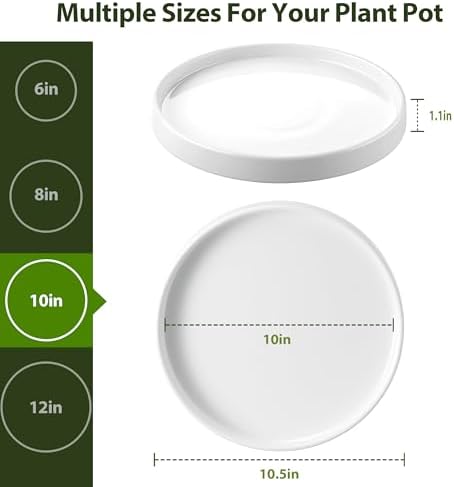 Ceramic Plant Saucer 10.5 Inch 1 Pack White, Fits Pot Base Under 10 Inch - Image 3