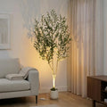 6ft Artificial Olive Tree with LED Light & White Pot - Fake Indoor Plant by BOUNTIFULBOUGHS