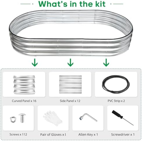JERIA 2 Pcs 6×3×1ft Oval Raised Garden Bed,Galvanized Raised Garden Bed Kit Outdoor Metal Gardening Planter Box for Vegetable, Fruits, Flower，Herbs - Image 3