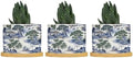 Asian Planter Ceramic Blue and Green Chinoiserie Round Plant Pots with Drainage Holes and Bamboo Tray Pot for Outdoor Garden Home Plant by BRUYU5SE