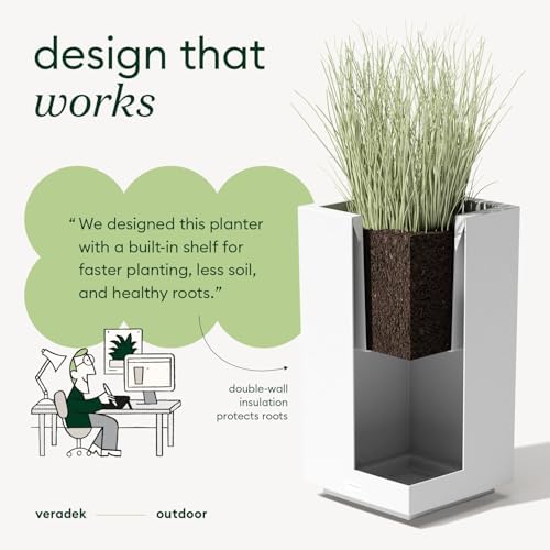 Veradek Block Series Pedestal Planter - Tall Rectangular Outdoor Planter - Image 5