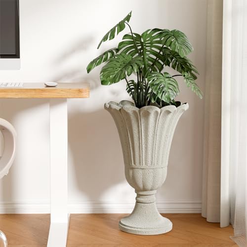 24" Tall Urn Planters for Outdoor Plants, Urns and Pedestal, Beige - Image 7