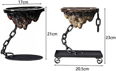 Bonsai Pots, Succulent Planter Pot, Iron Chain Suspension Hanging Ceramics Pot Ornament, Indoor Living Room Decoration Garden Supplies Square - Image 4