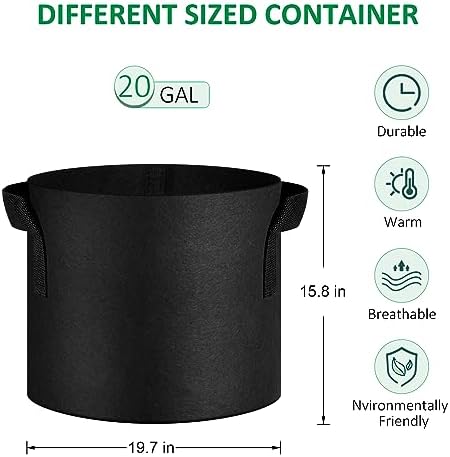 JNYONG NYONG 12-Pack 20 Gallon Thickened Non-Woven Grow Bags - Image 2