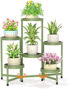 LASZOLA Plant Stand Indoor Outdoor Tall with Plastic Tray, 6 Tiers Green by LASZOLA