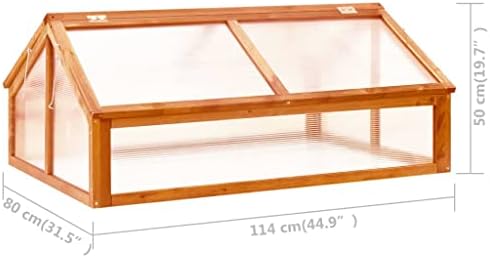 Firwood Garden Portable Greenhouse, Wooden Greenhouse Raised Flower Planter with 2 Roofs, Garden Portable Mini Greenhouse Cabinet for Outdoor Indoor Use 44.8"x31.4"x19.6"/Brown -AA - Image 7