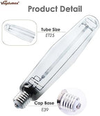 1000Watt Hydroponic High Pressure Sodium HPS Grow Light Bulb Lamp,High PAR Enhanced Red and Orange Spectrums, CCT 2100K, Ultra Bright 140,000 Lumens,E39 Base,2pack - Image 6