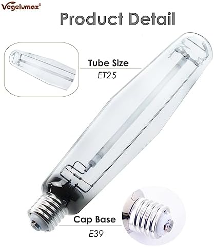 1000Watt Hydroponic High Pressure Sodium HPS Grow Light Bulb Lamp,High PAR Enhanced Red and Orange Spectrums, CCT 2100K, Ultra Bright 140,000 Lumens,E39 Base,2pack - Image 6