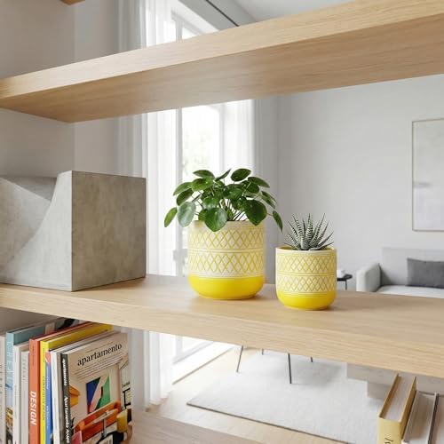 HERDUK Decorative Ceramic Flower Pots Set of 2 – 6 & 4.7 Inch Indoor Plant Pots, Boho Decorative Pots for Plants, Orchid & Succulent Planters with Drainage - Image 5
