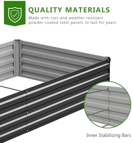 2PCS 7x3x1ft Galvanized Raised Garden Bed,Outdoor Planter Box Metal Patio Kit Planting Bed for Vegetables Flowers Herb,Black - Image 5