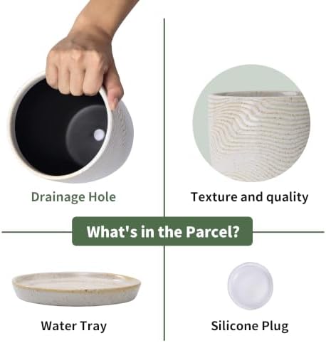 5.75 Inch Ceramic Planter Set of 2 with Drainage Hole and Saucer for Plants, Indoor-Outdoor Large Round Succulent Orchid Flower Pot -Reactive Color Spot(Inner-pots not Larger Than 5 Inch) - Image 3